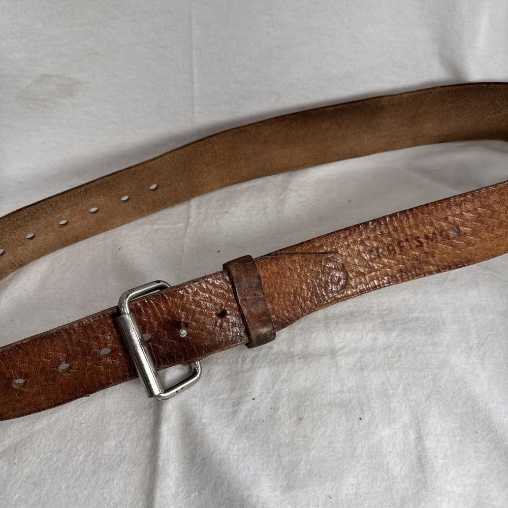 Vintage Sears Craftsman Tool Belt Basket weave Brown Leather 940472 2" X 34-38"